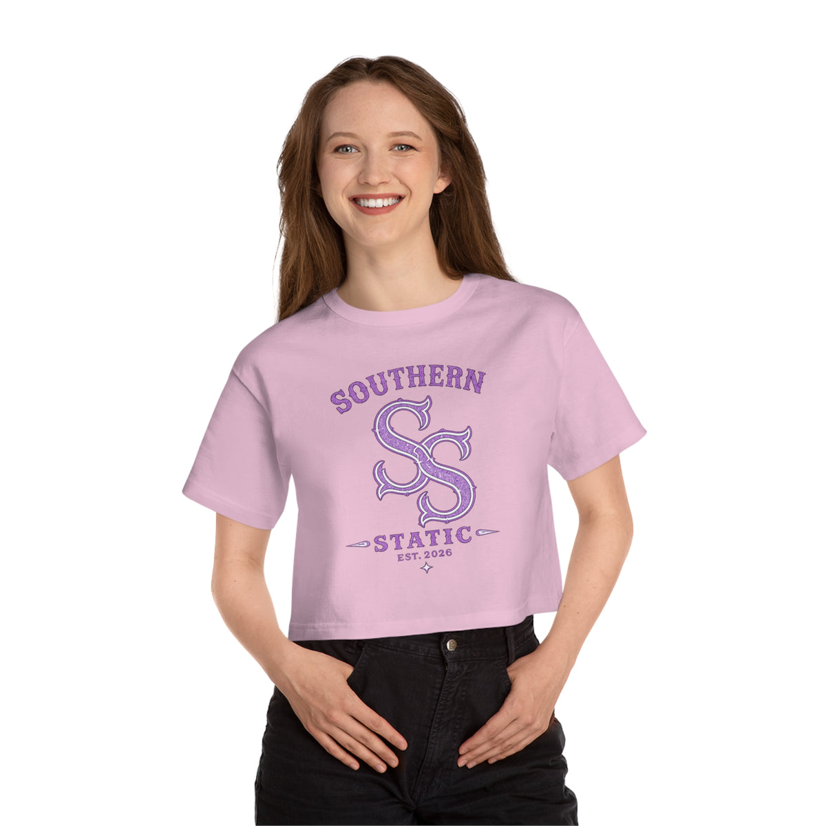 Southern Static Cropped Tee — Women's Vintage Collegiate Shirt (Est. 2026)