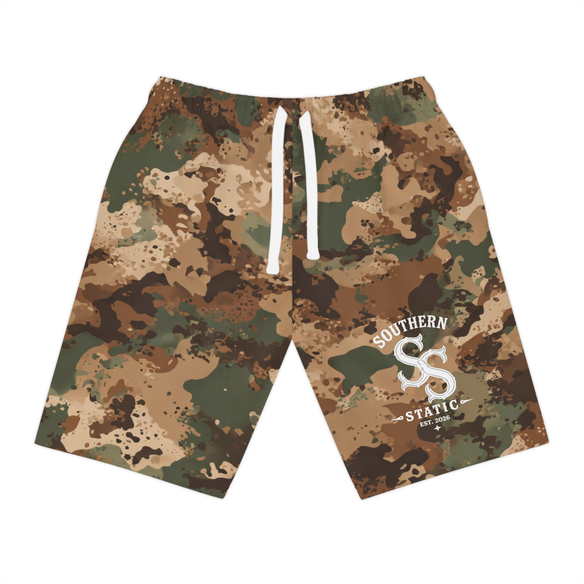 Camo Athletic Long Shorts — Southern Squad Graphic