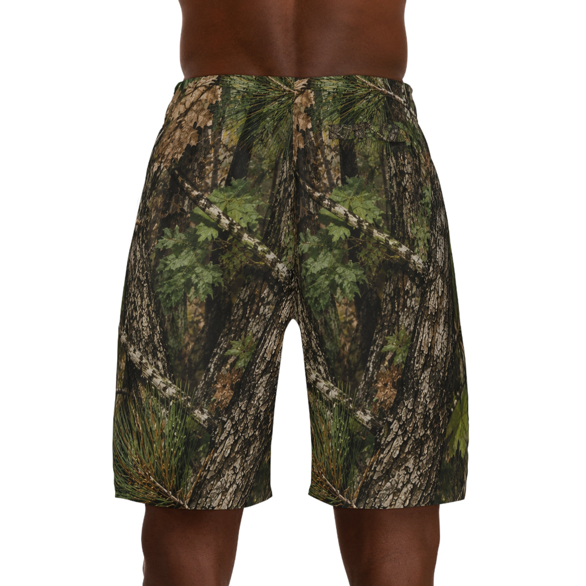 Camo Tree Bark Jogger Shorts — All-Over Forest Camouflage for Outdoorsmen