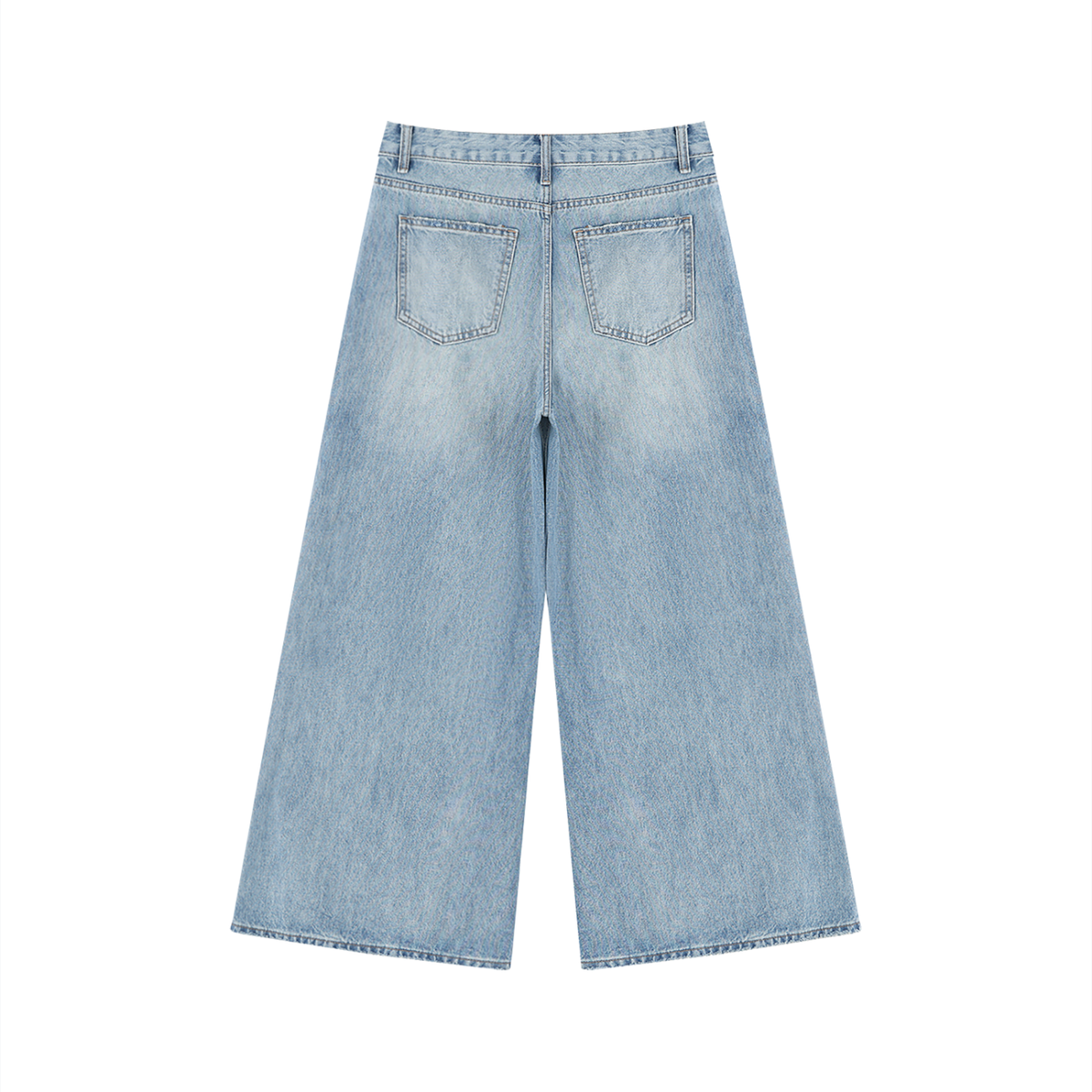 Women's Vintage Wash Distressed Wide Leg Jeans