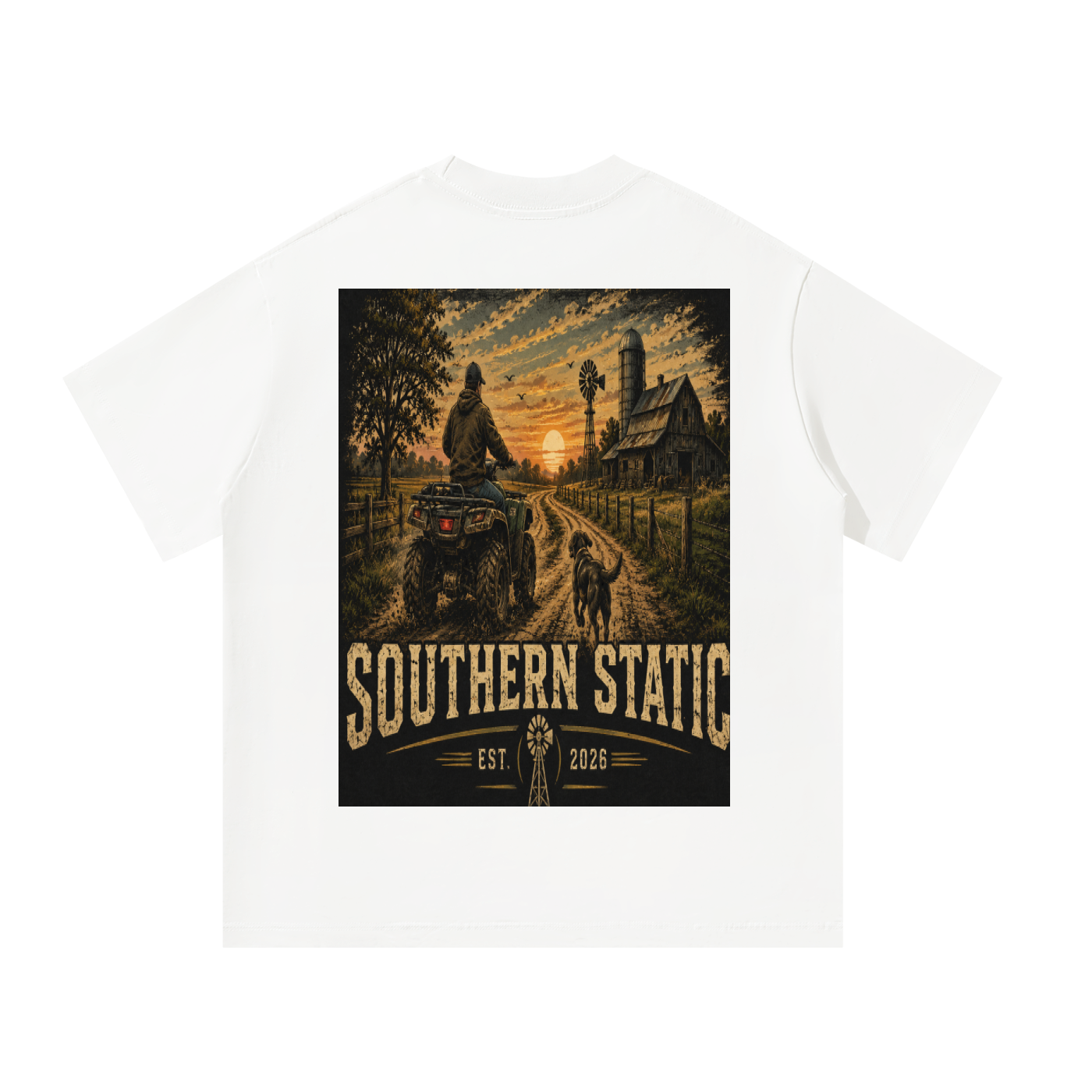 Southern Static – Country Roads & Sunset Rides | Vintage ATV Farm Life Graphic Tee