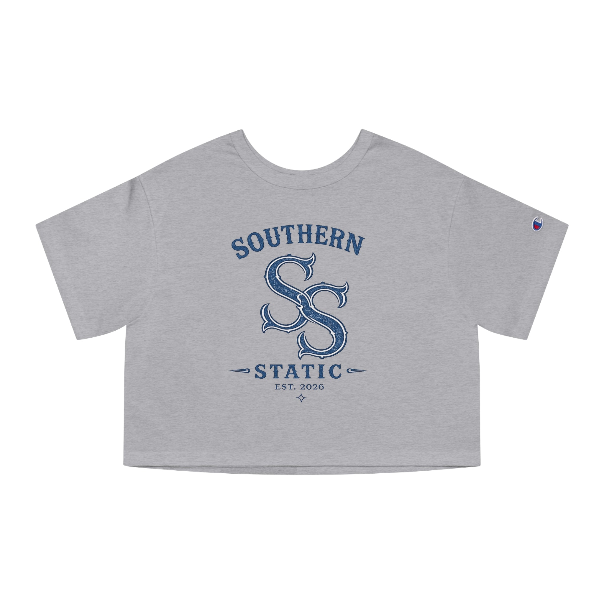 Southern Static Cropped T‑Shirt — Vintage Collegiate Logo