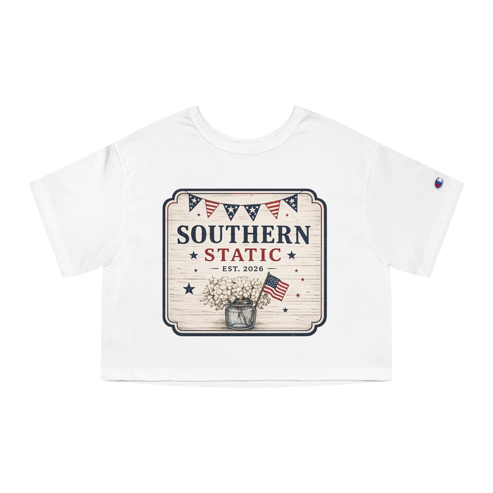 Women’s Southern Static Cropped T-Shirt – Vintage Americana 'Southern Static' Design
