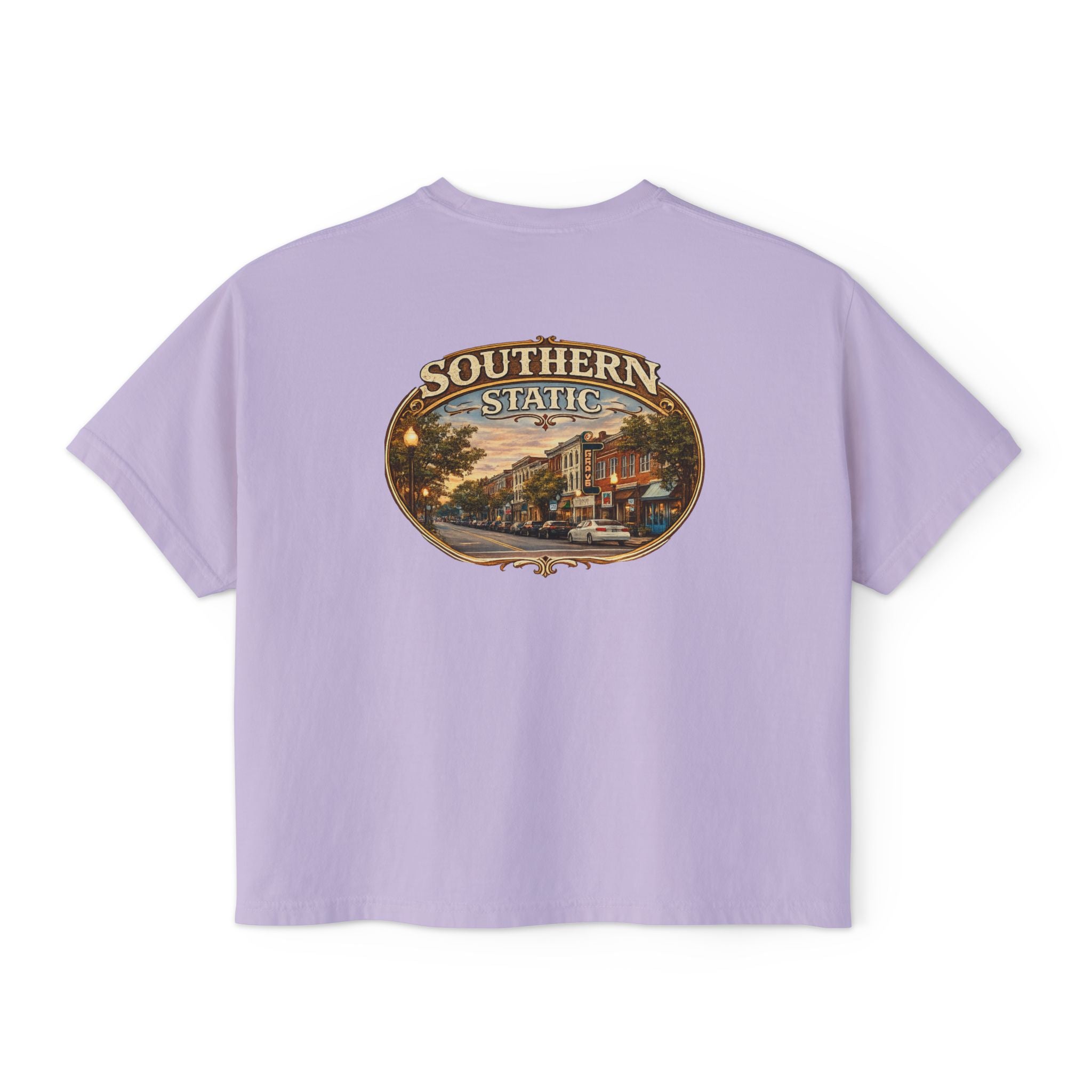 Southern Static Women's Boxy Tee — Vintage Americana Graphic Cropped T‑Shirt