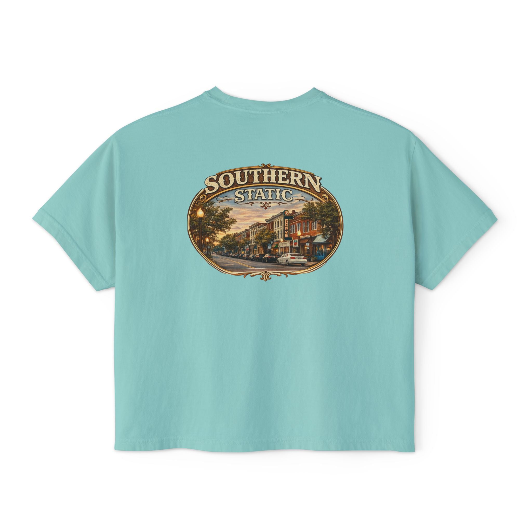 Southern Static Women's Boxy Tee — Vintage Americana Graphic Cropped T‑Shirt