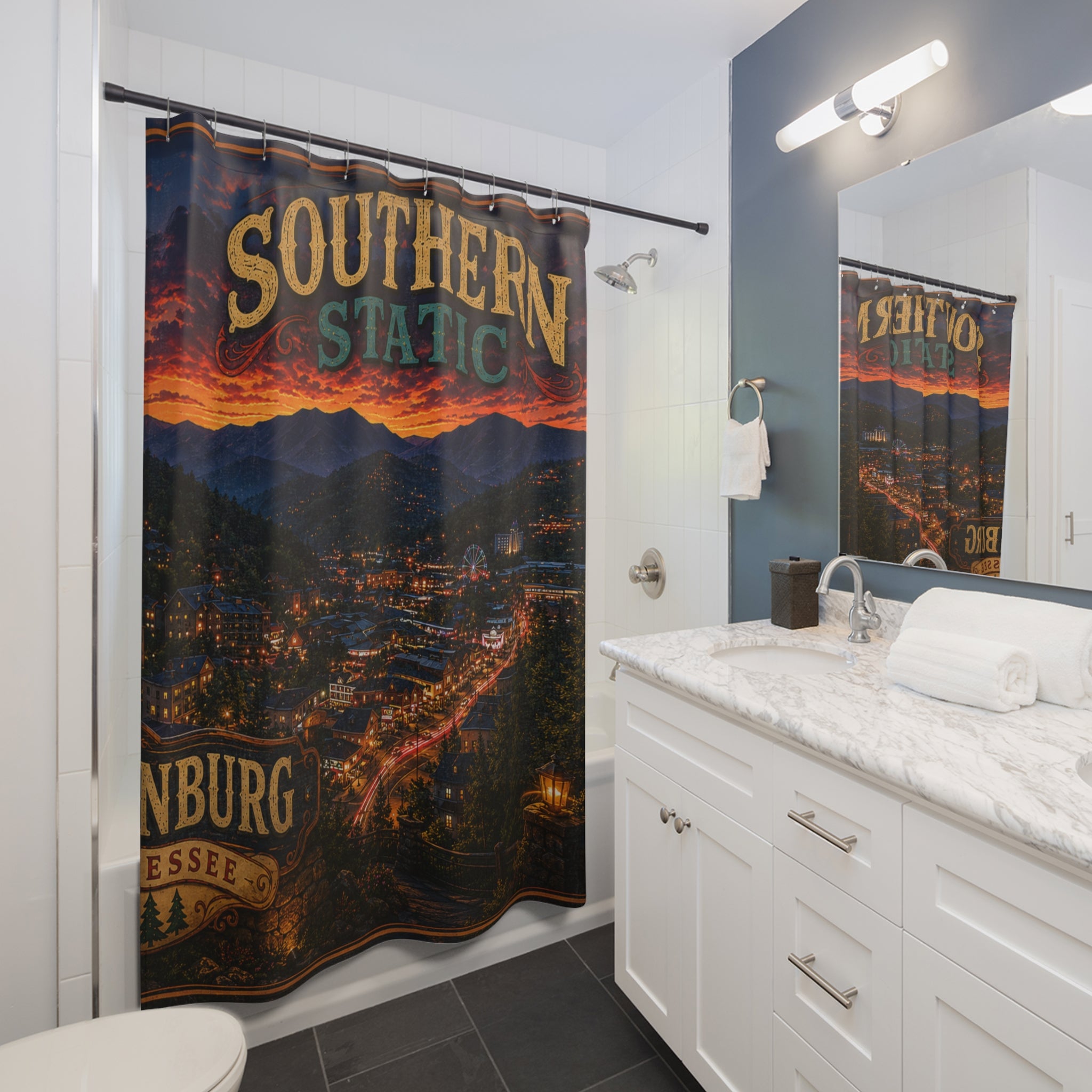 Southern Station Nashville Shower Curtain | Vintage Train Station Sunset