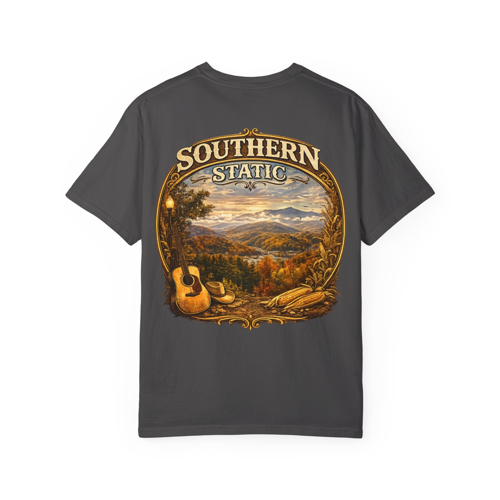 Southern Static landscape guitar sunset T-Shirt | country mountain scene