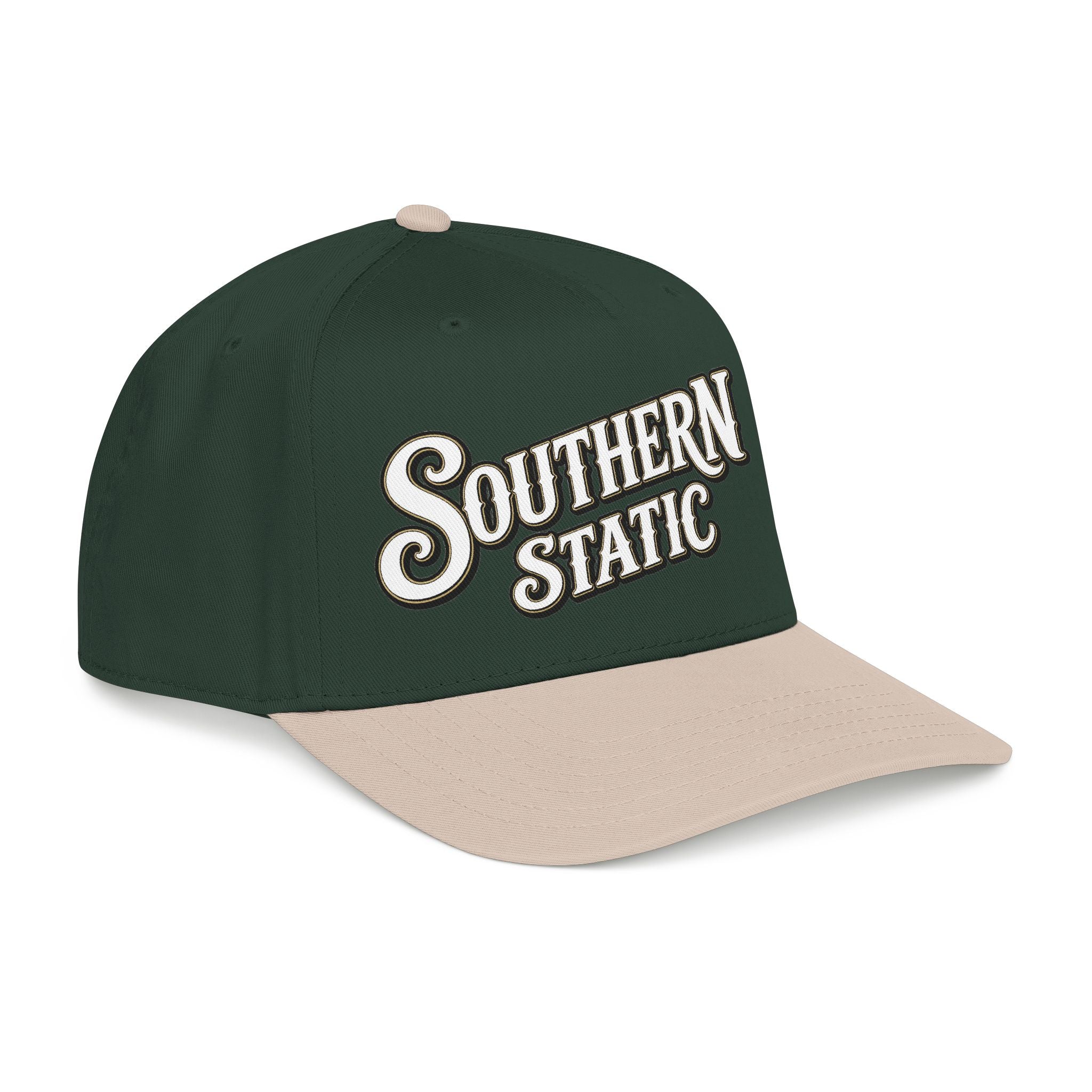 Southern Static Embroidered Baseball Cap — Vintage Script Trucker Hat