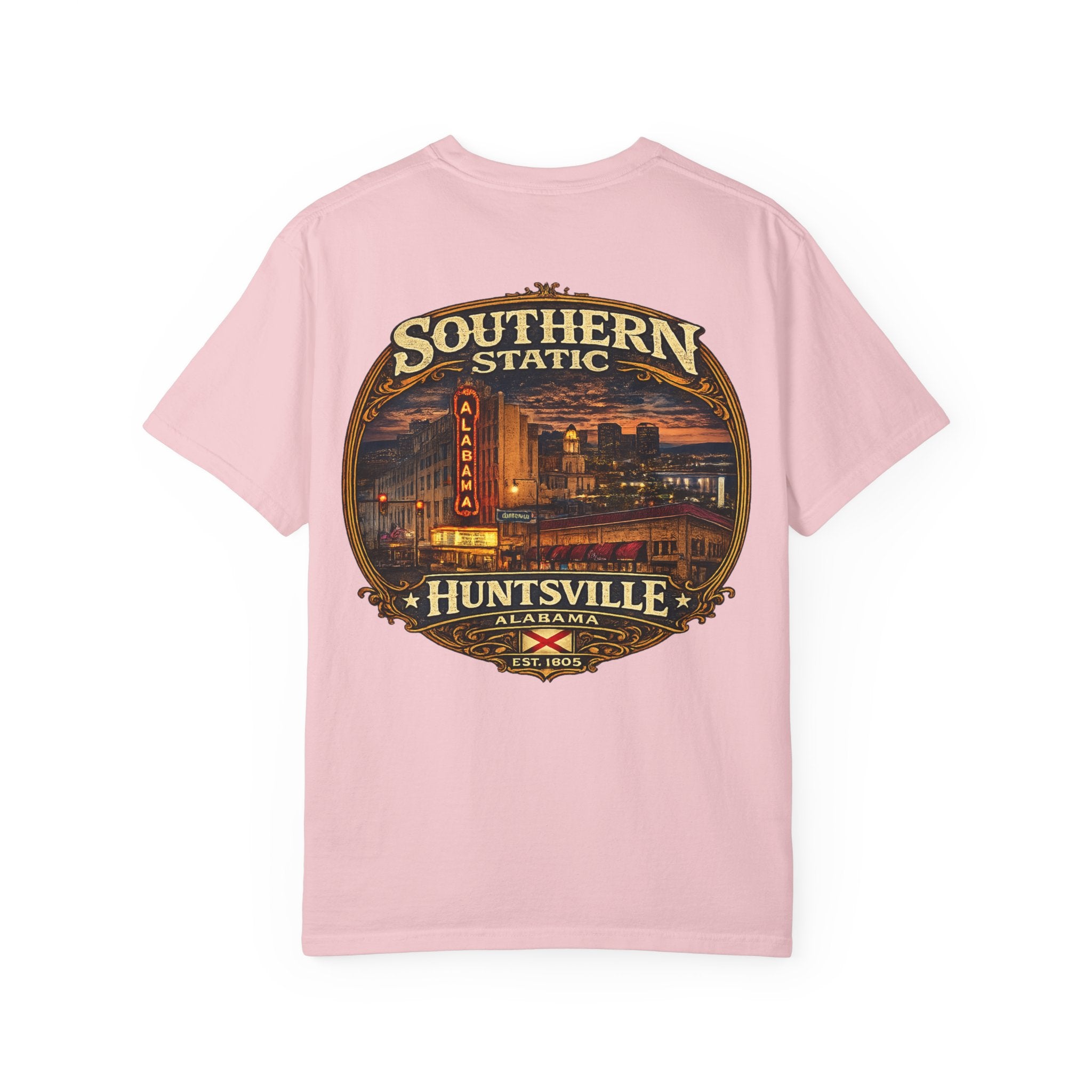 Huntsville Alabama SoutherN Static T-Shirt — Vintage City Skyline Tee