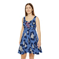 Blue Leopard Print Skater Dress — Women's AOP Casual Dress
