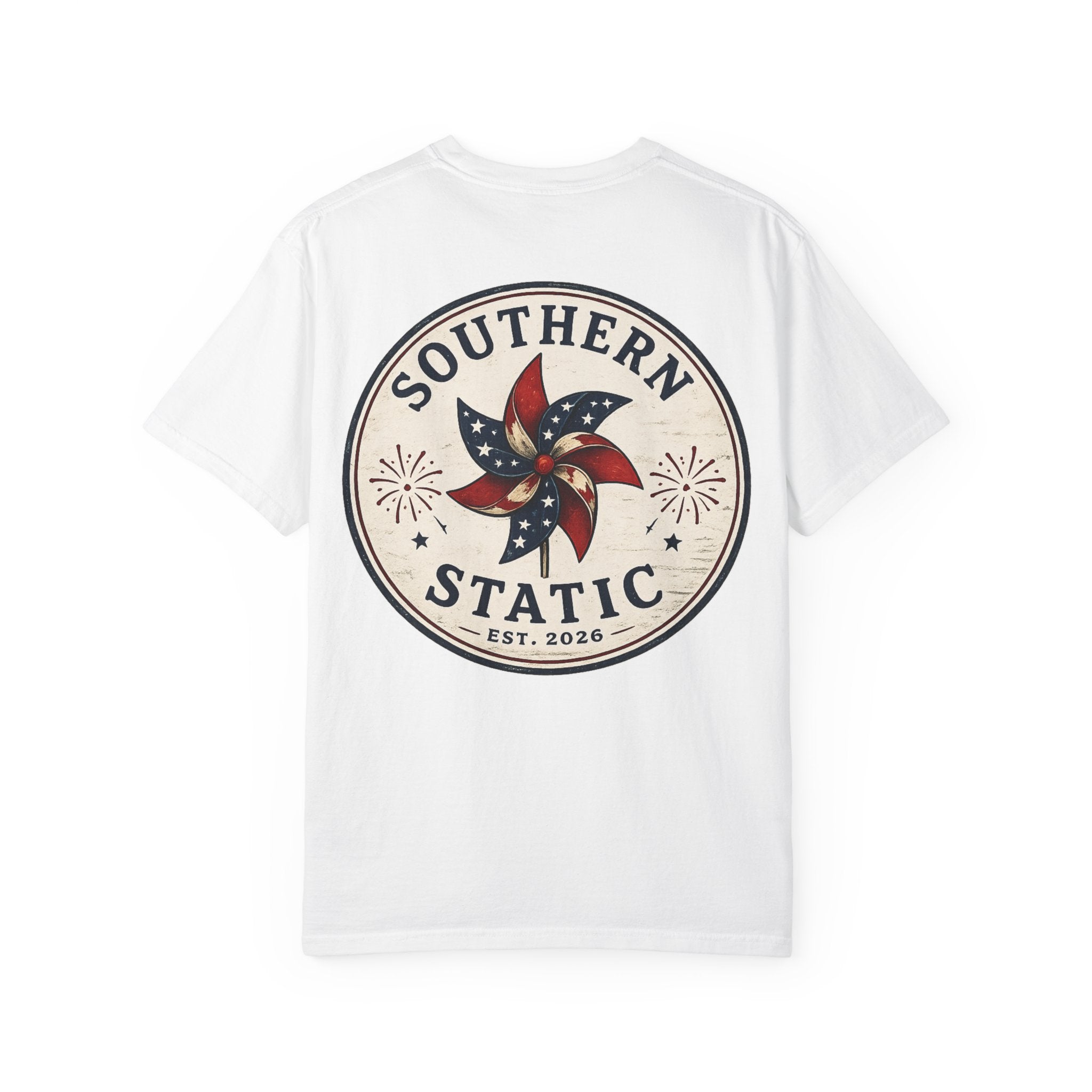 Southern Static Pinwheel T-Shirt — Patriotic Retro Graphic Tee