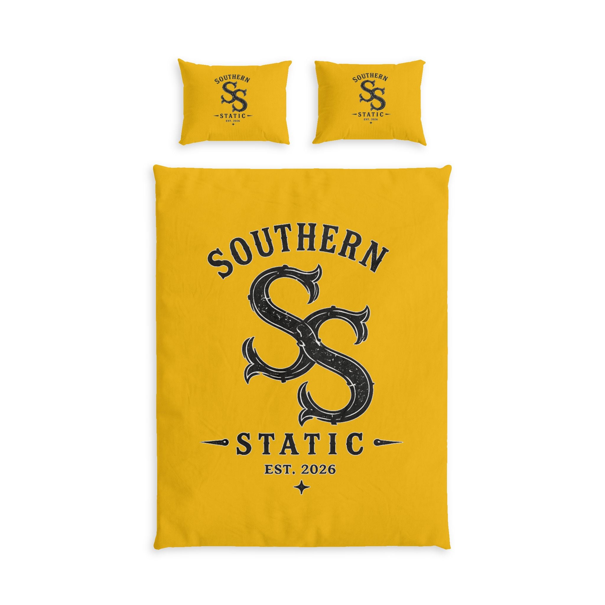 Southern Static Cotton Bed Set – Vintage Monogram Duvet Cover with Pillows