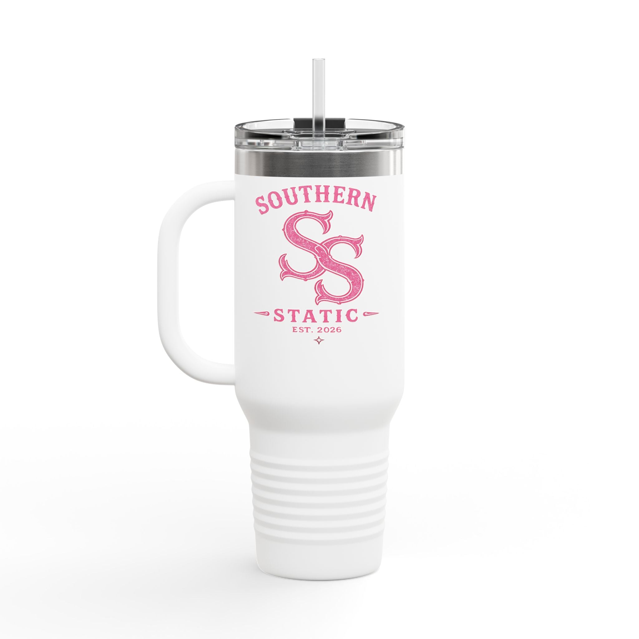 40oz Insulated Travel Mug — Southern Static Pink Logo