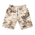 Camo Athletic Long Shorts — Desert Tan All-Over Print
