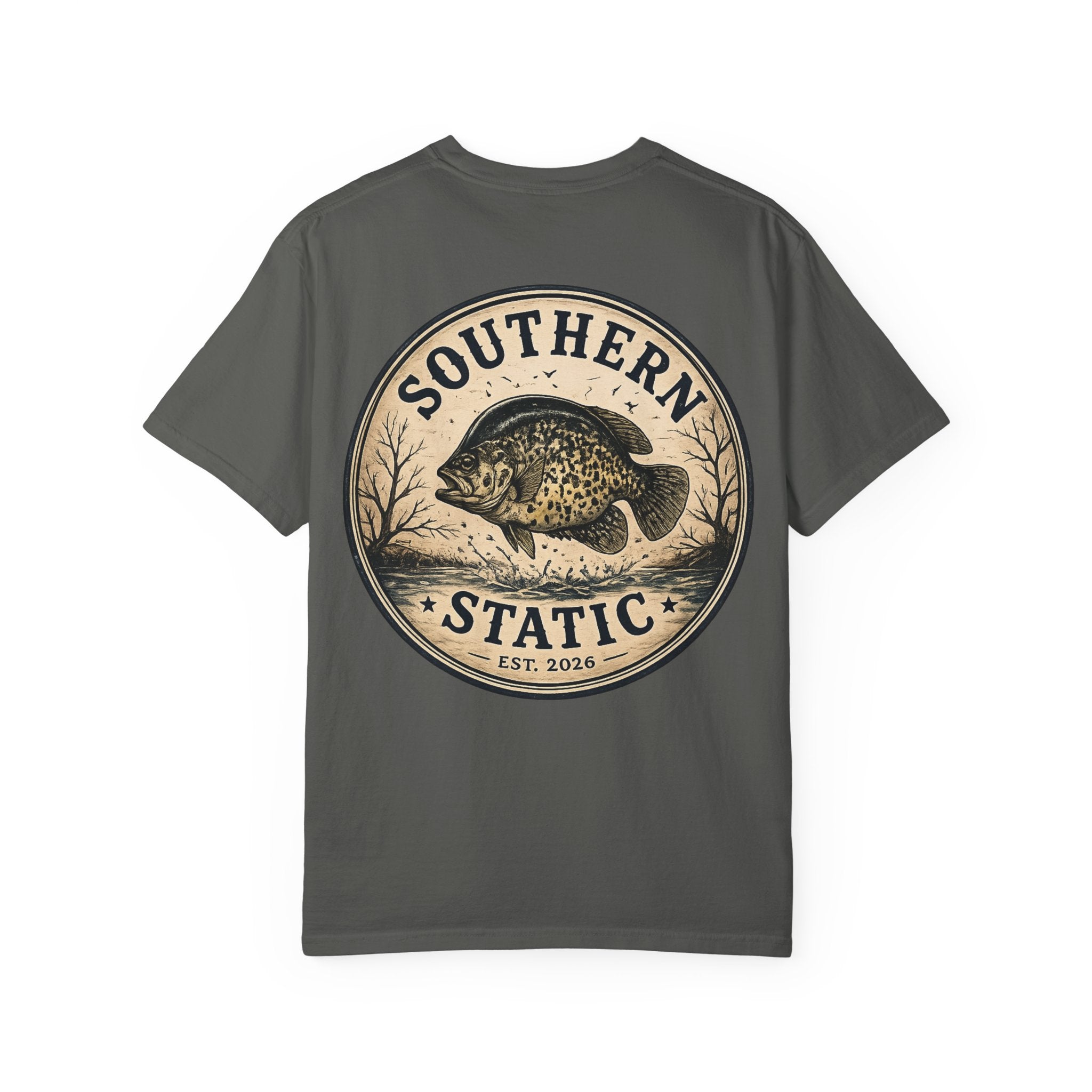 Southern Static Black Crappie Logo T-Shirt — Vintage Fishing Tee