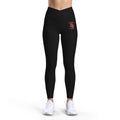 Women’s Luxe Leggings — Black High-Waist Athletic Leggings with Red Script Logo