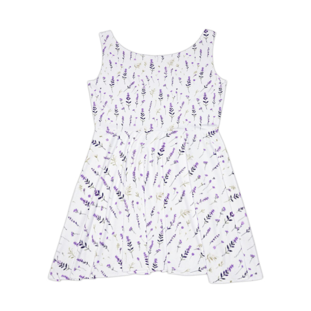Lavender Fields Skater Dress — Floral All-Over Print Women's Dress