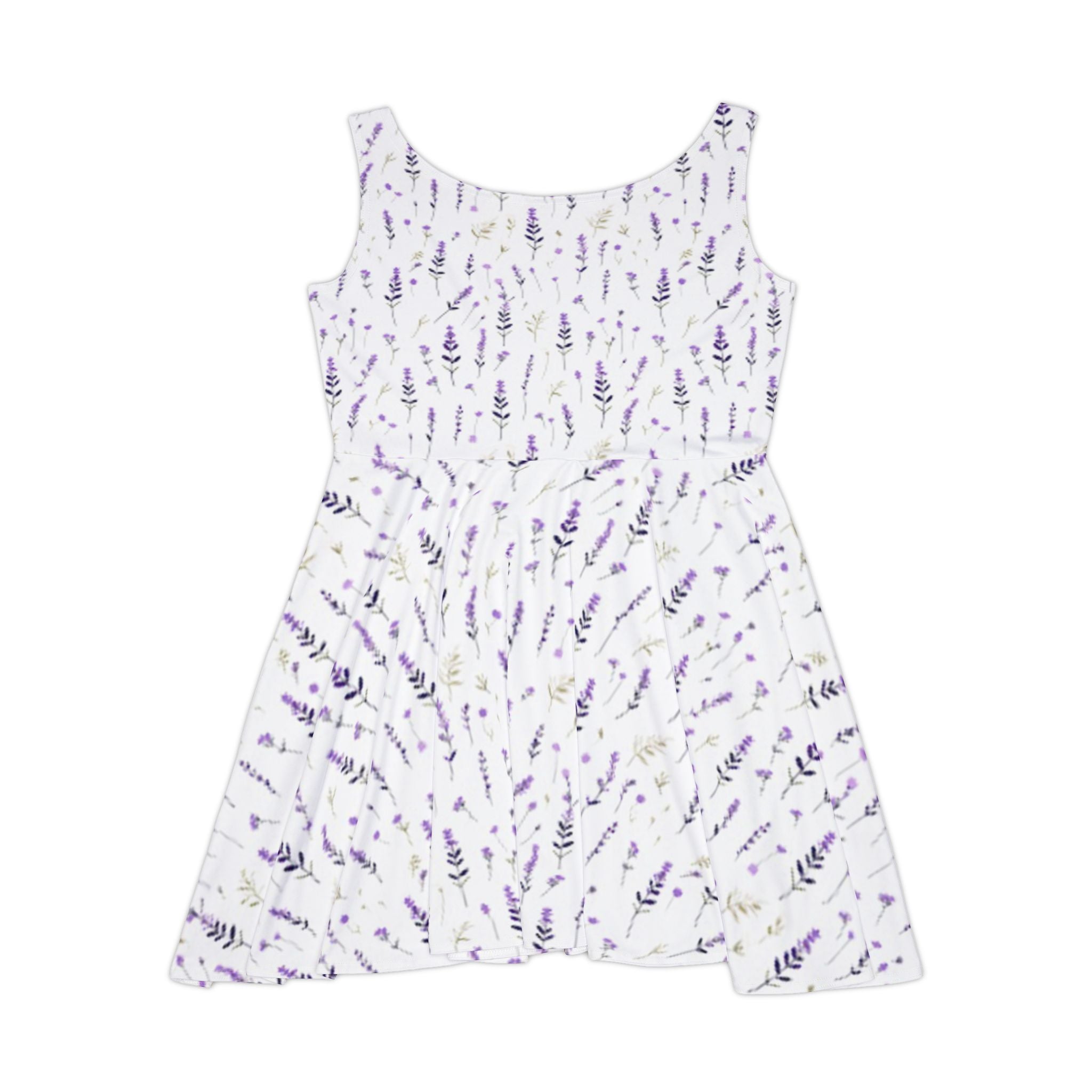Lavender Fields Skater Dress — Floral All-Over Print Women's Dress