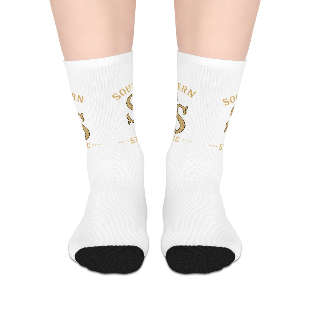 Gold Horse Logo Mid-Length Socks — Southern Stable Equestrian Design