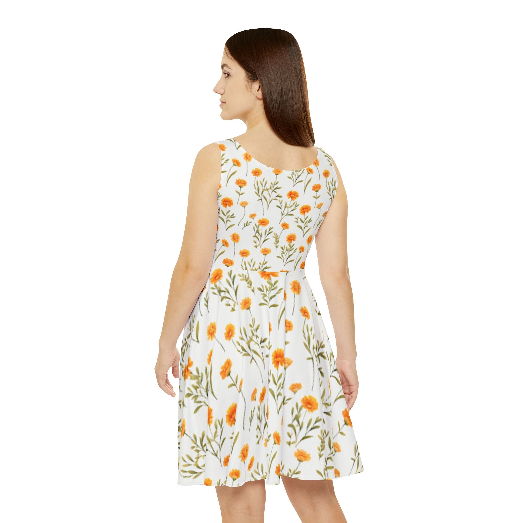 Floral Skater Dress — Yellow Daisy All-Over Print