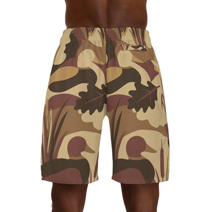 Camo Nature Print Jogger Shorts — Desert Woodland All-Over Men’s Shorts
