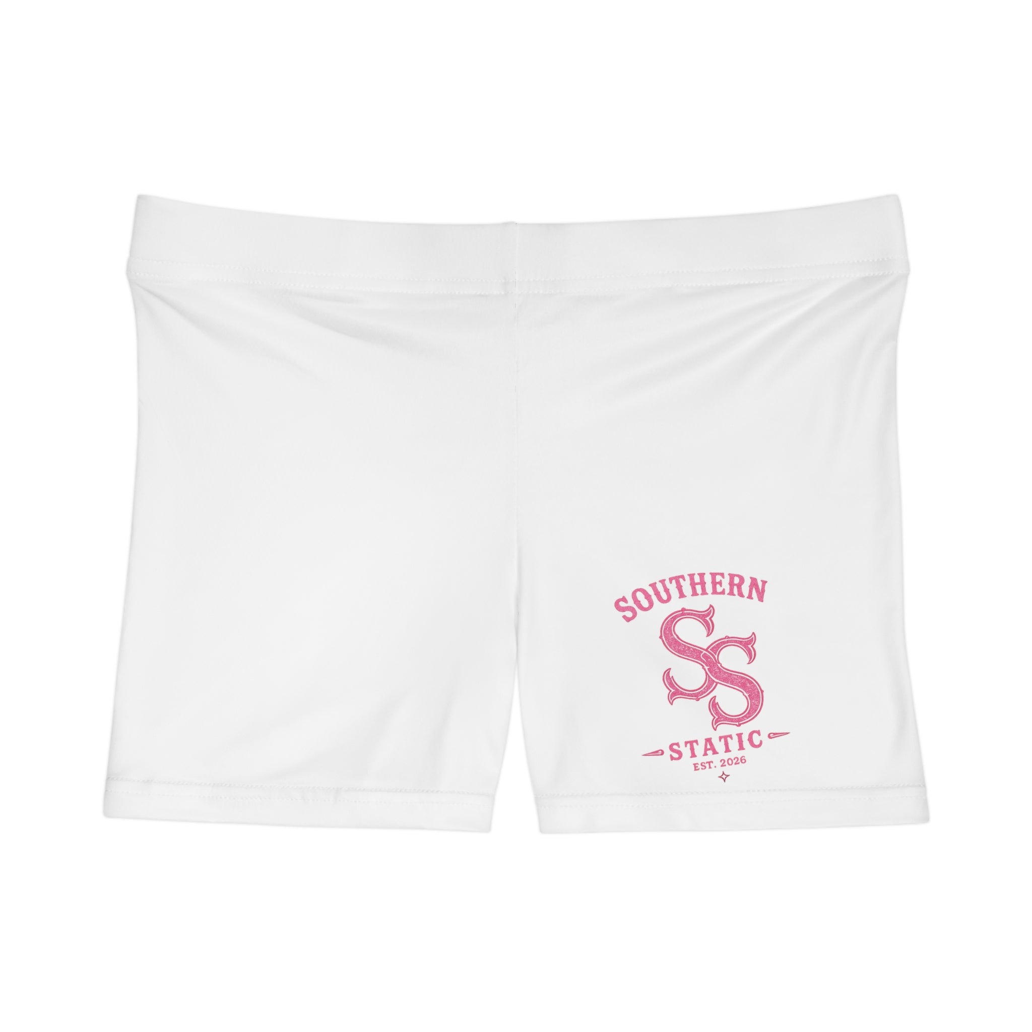 Athletic Women's Shorts — Southern Static logo, Pink Monogram