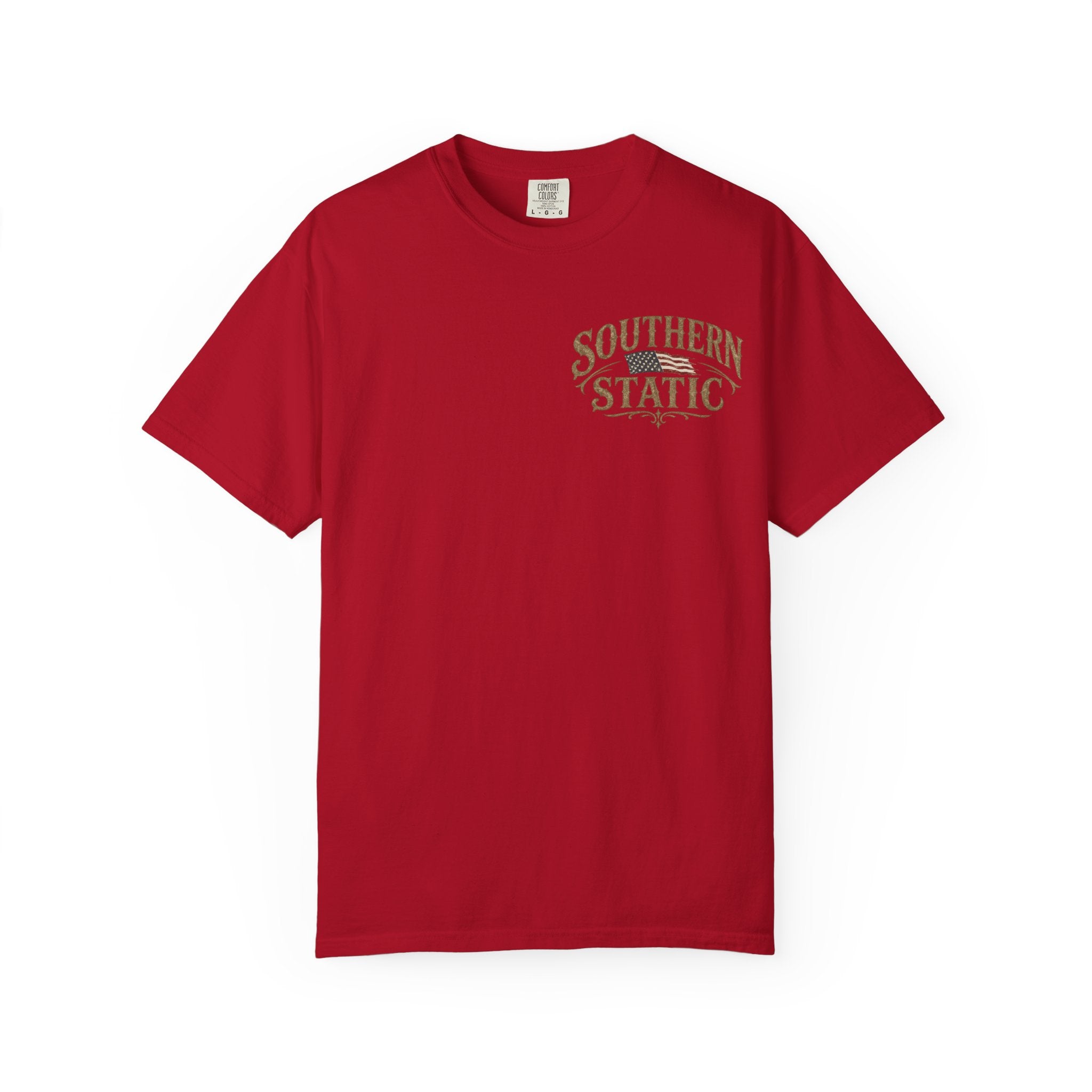 Southern Static USA Flag T-shirt | Rustic Patriotic Graphic Tee