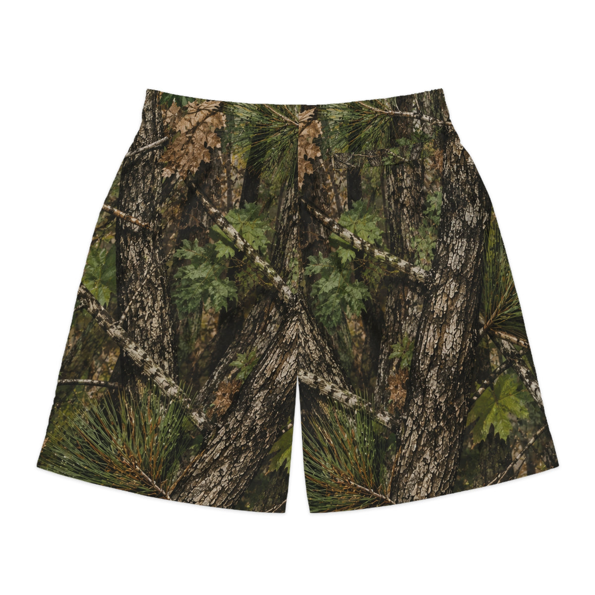 Camo Tree Bark Jogger Shorts — All-Over Forest Camouflage for Outdoorsmen