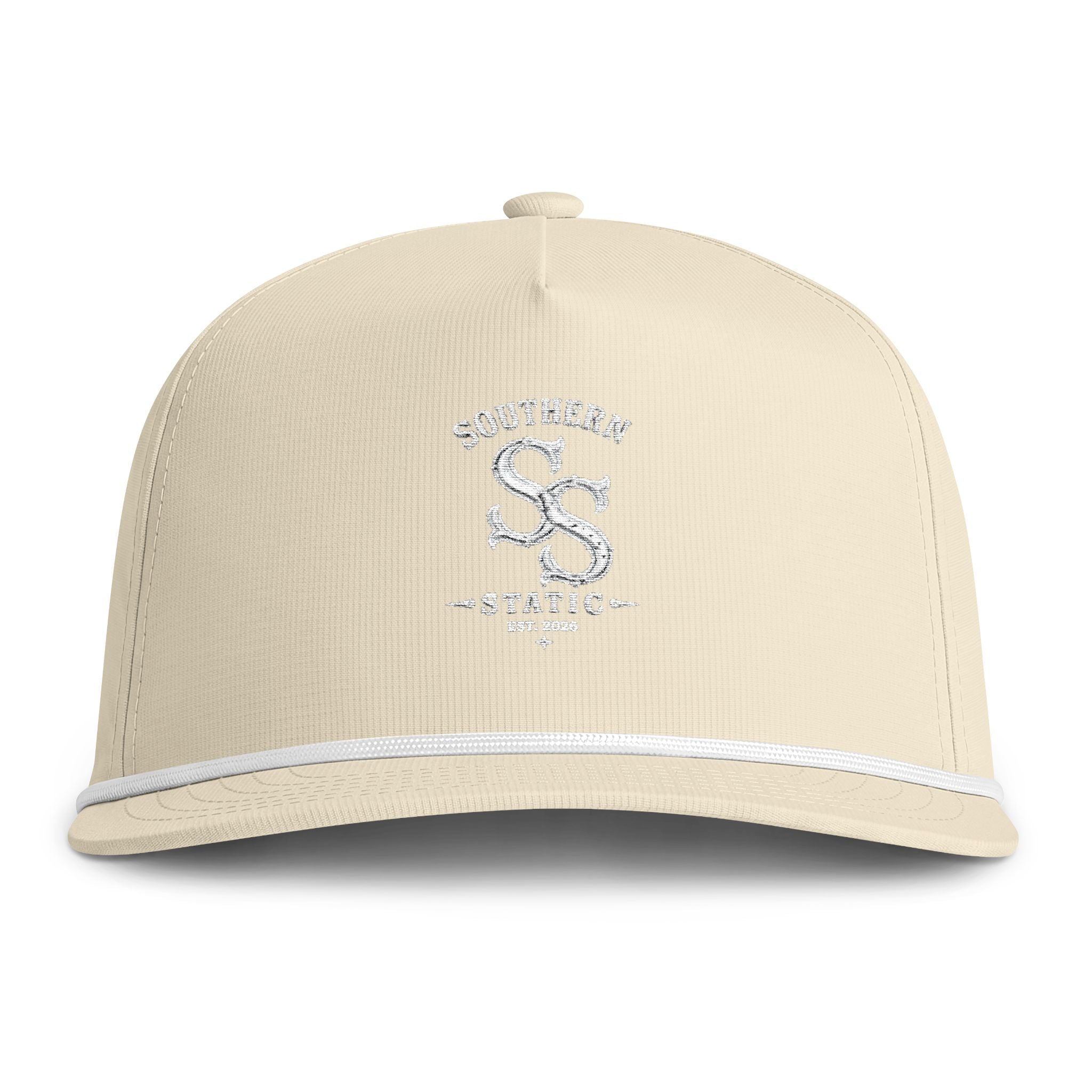 Rope-Trim Hat — Sunwashed "Southern Static" Logo Cap