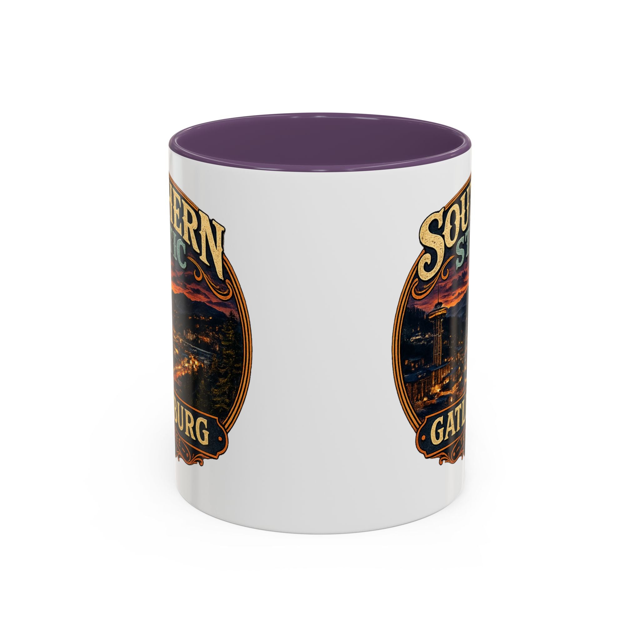Southern Static Gatlinburg Coffee Mug | Scenic Tennessee Mountains, Night Skyline