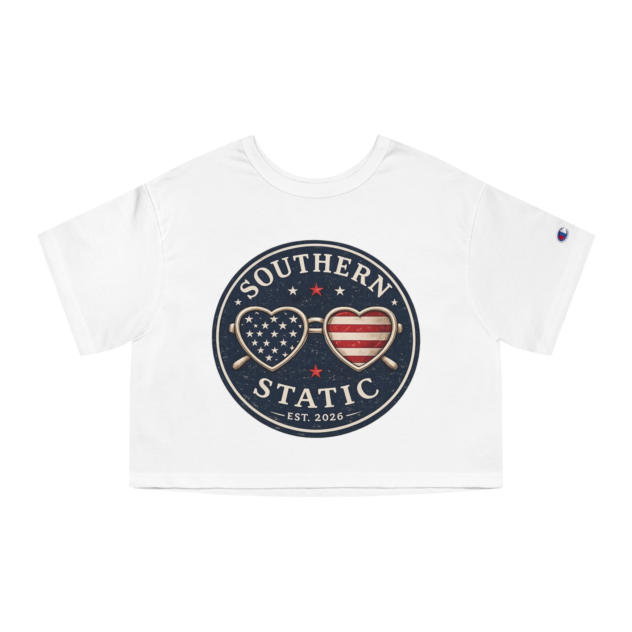 Women’s Southern Static Cropped T-Shirt – Patriotic Heart Logo