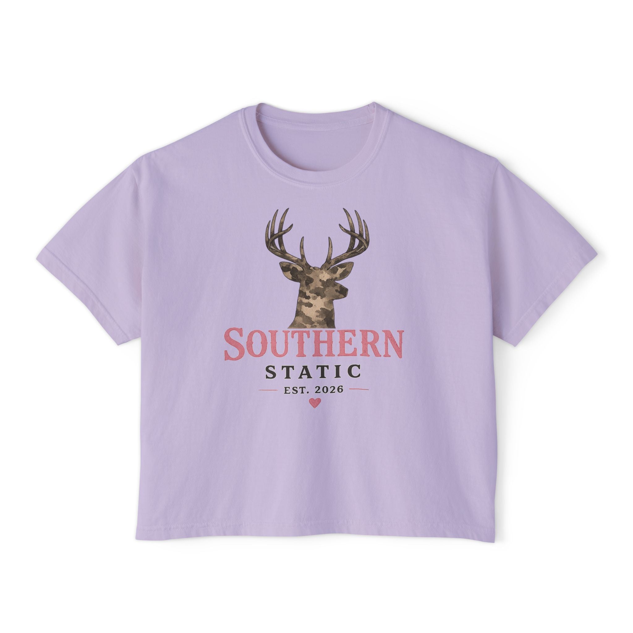 Southern Static Deer Graphic Tee — Women's Boxy T-Shirt