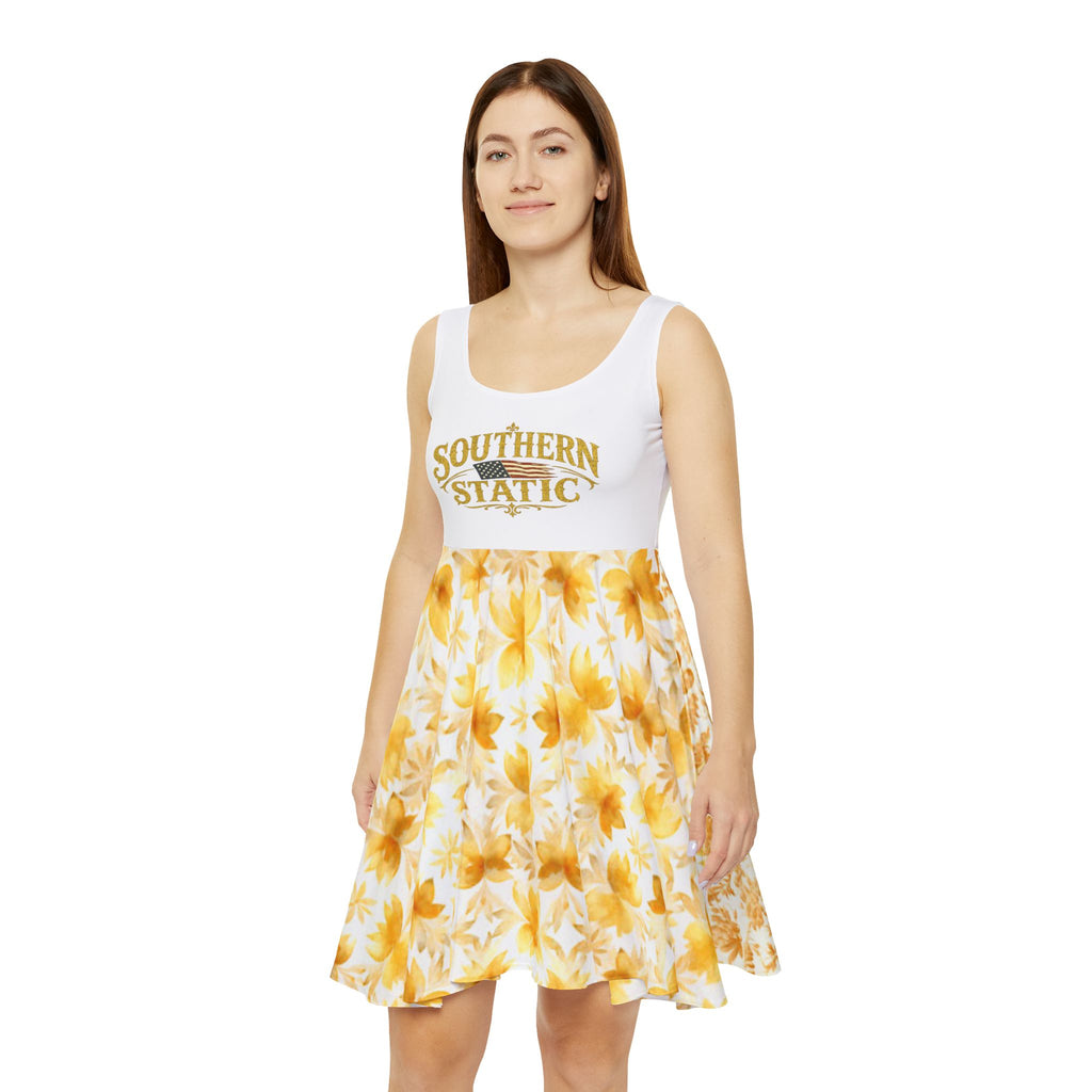 Southern Static logo floral skater dress | yellow daisy print