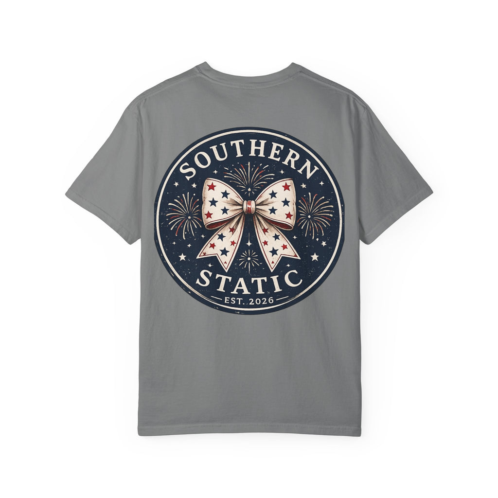 Women’s Southern Static Graphic T-Shirt — Patriotic Bow Logo Tee