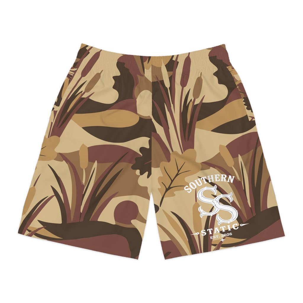 Camo Nature Print Jogger Shorts — Desert Woodland All-Over Men’s Shorts