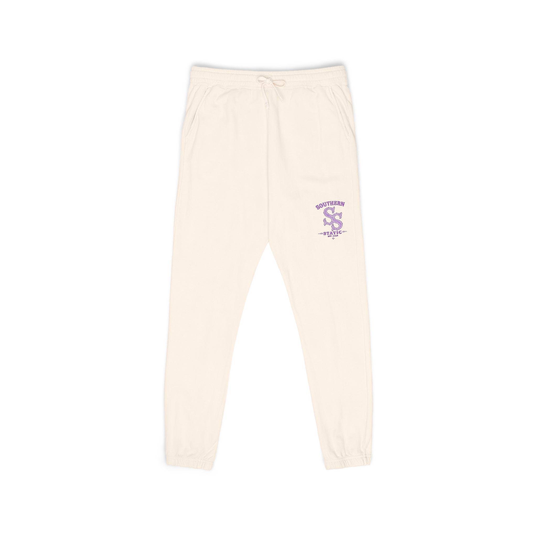 Embroidered 'S' Floral Sweatpants – Garment-Dyed Fleece Joggers