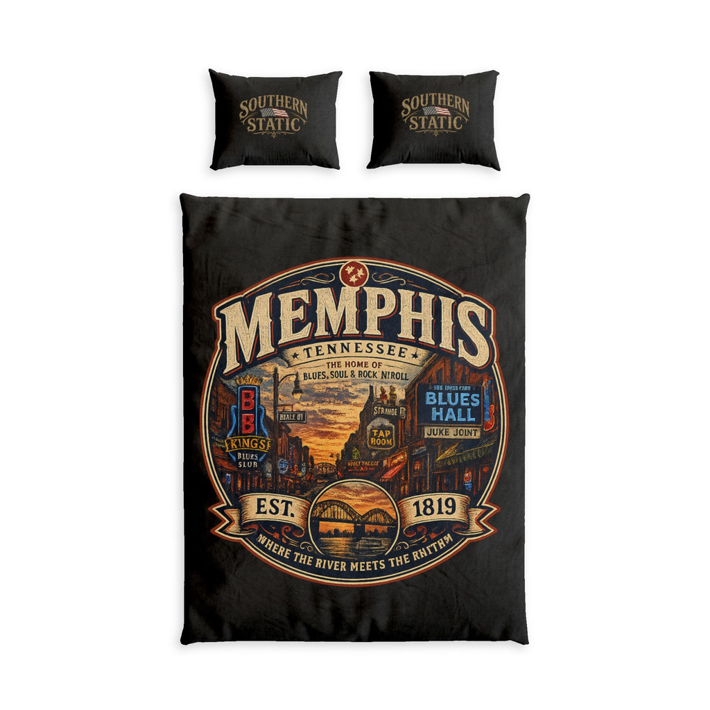 Memphis Tennessee Badge Cotton Bed Set | Blues Soul Rock 'n' Roll
