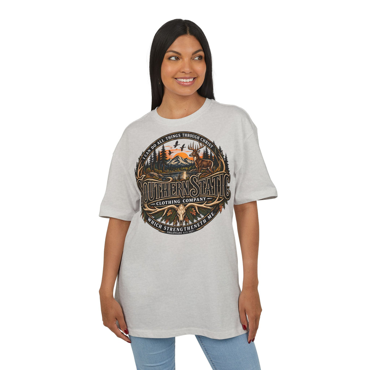 Southern Static Graphic Tee — Outdoor Vintage Sunset Design
