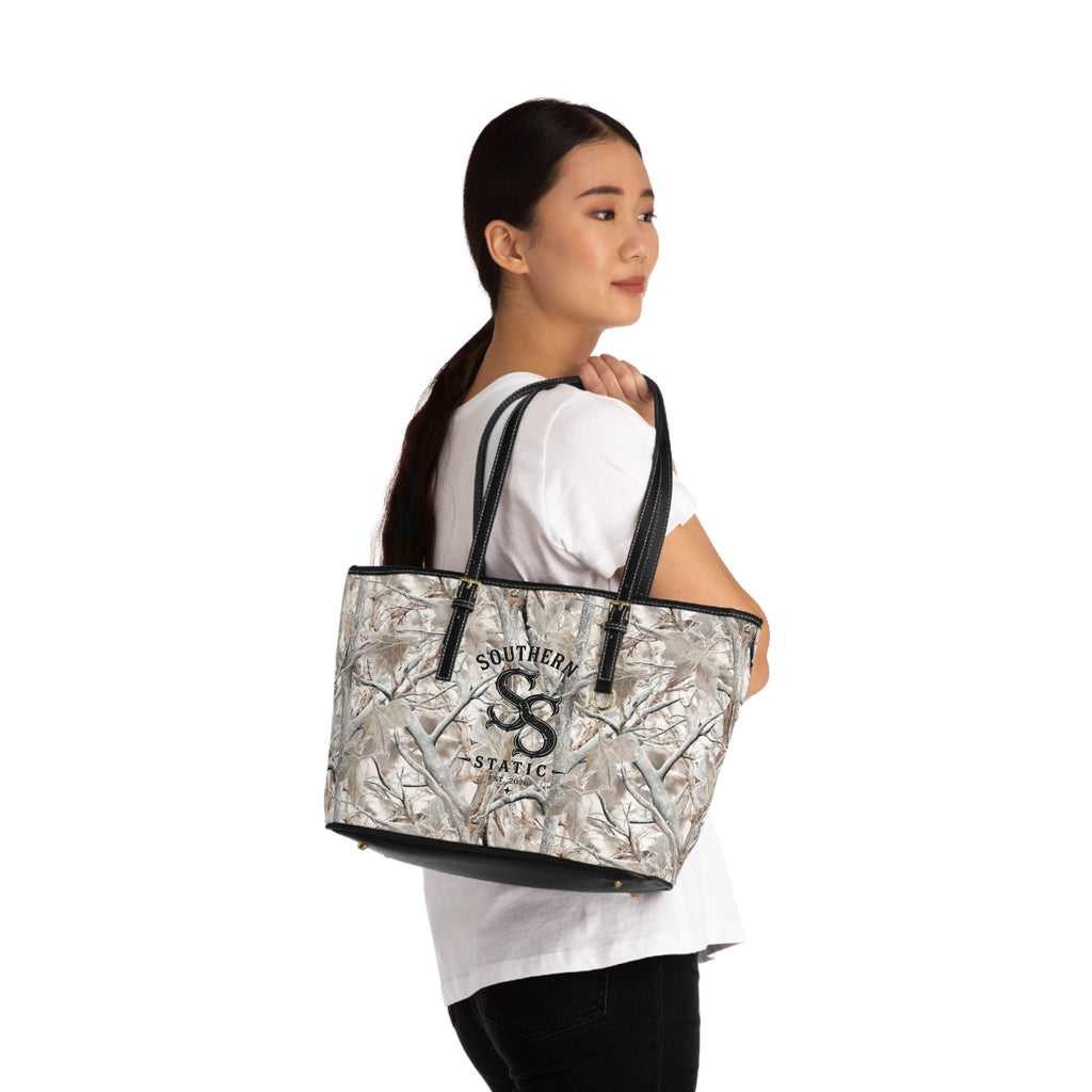 Camo PU Leather Shoulder Bag - Southern Static Logo Tote