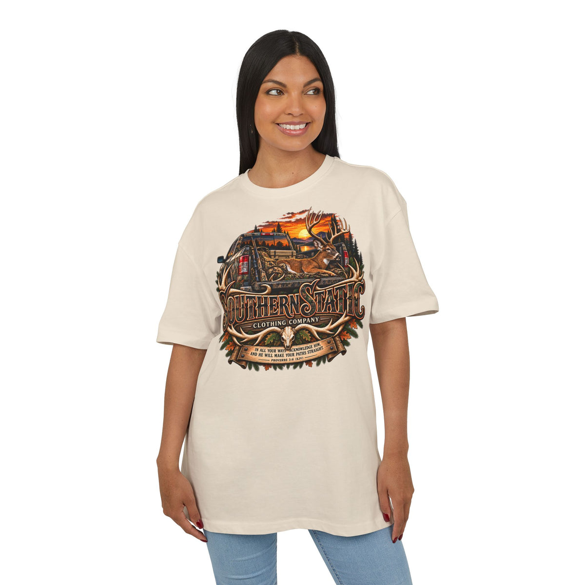 Southern Static Vintage Truck Tee — Retro Sunset Pickup Graphic T-Shirt