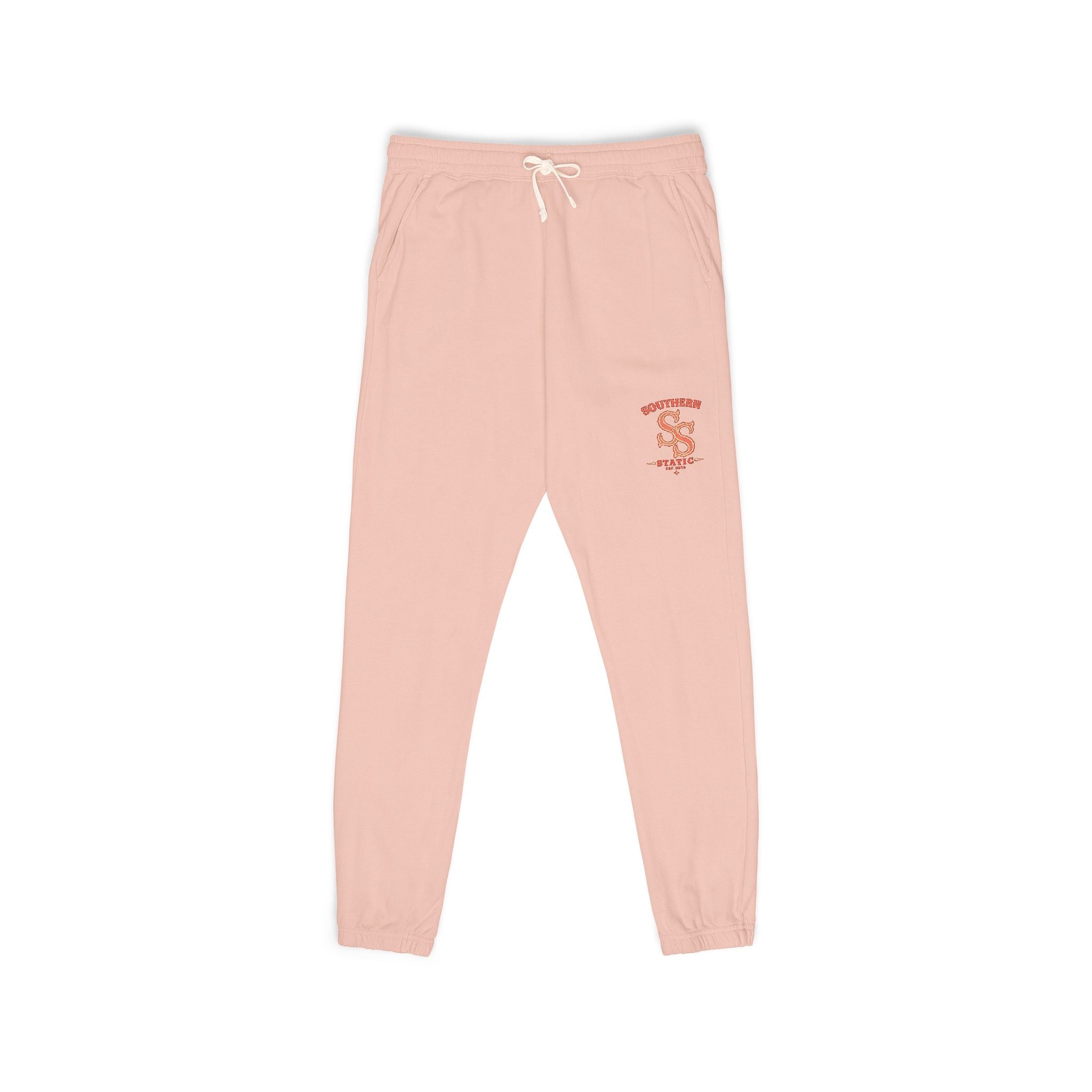 Embroidered Floral Snake Sweatpants — Garment-Dyed Fleece Joggers