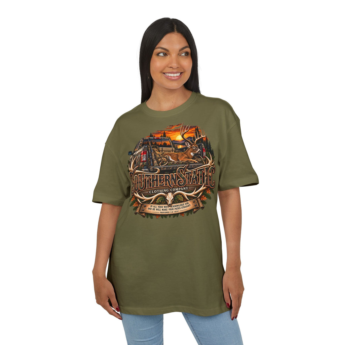 Southern Static Vintage Truck Tee — Retro Sunset Pickup Graphic T-Shirt