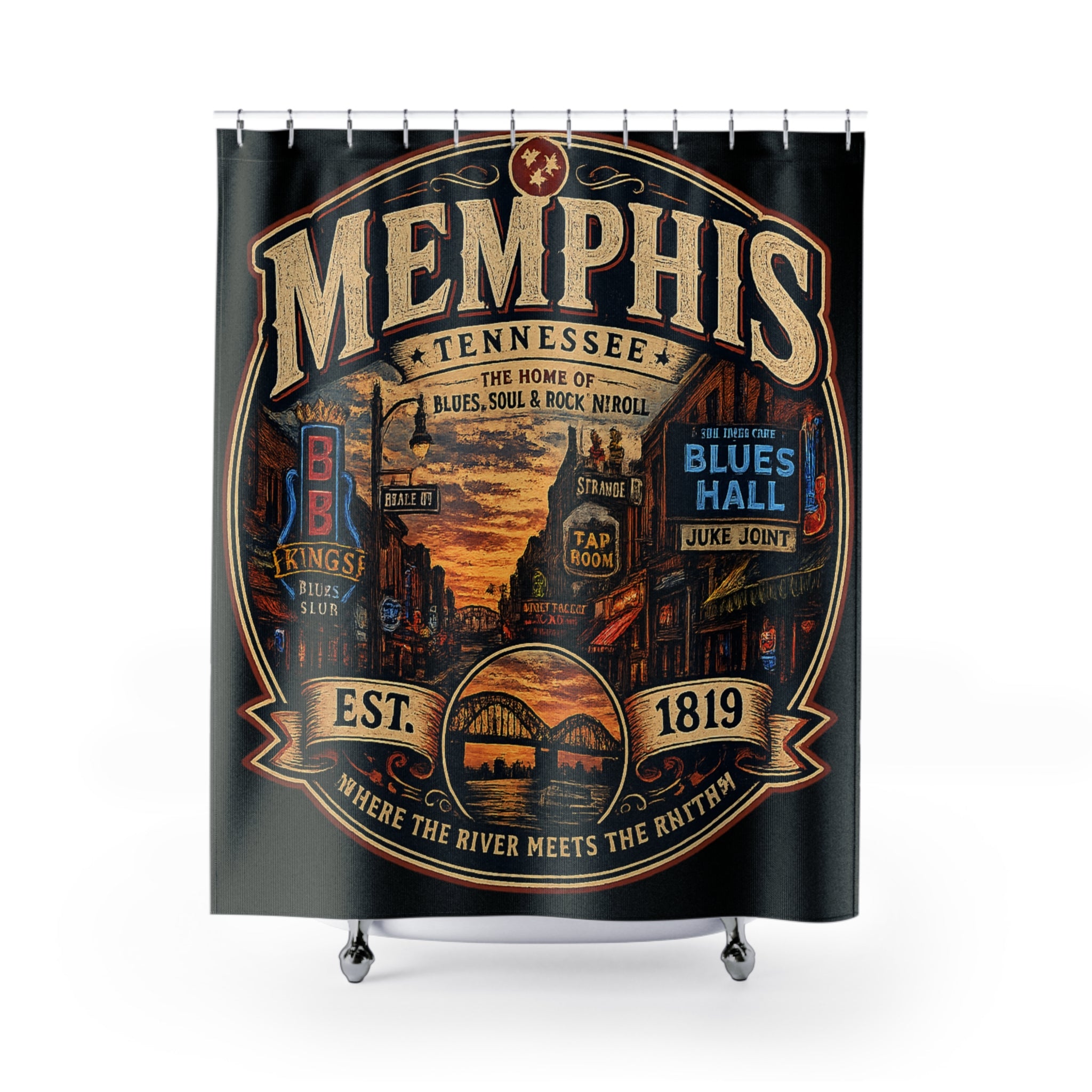 Memphis Tennessee Music Scene Shower Curtain | Blues Soul Rock n Roll