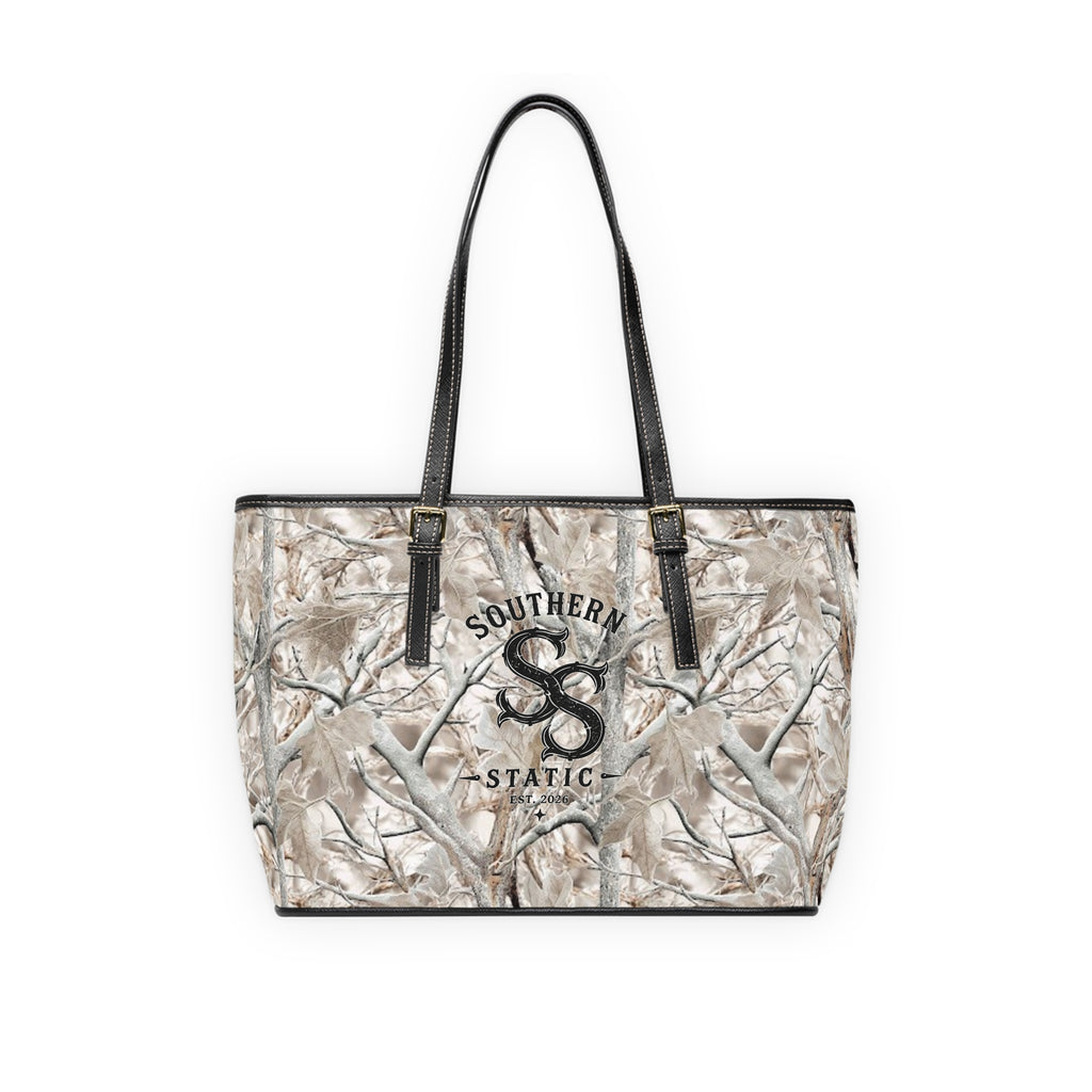 Camo PU Leather Shoulder Bag - Southern Static Logo Tote