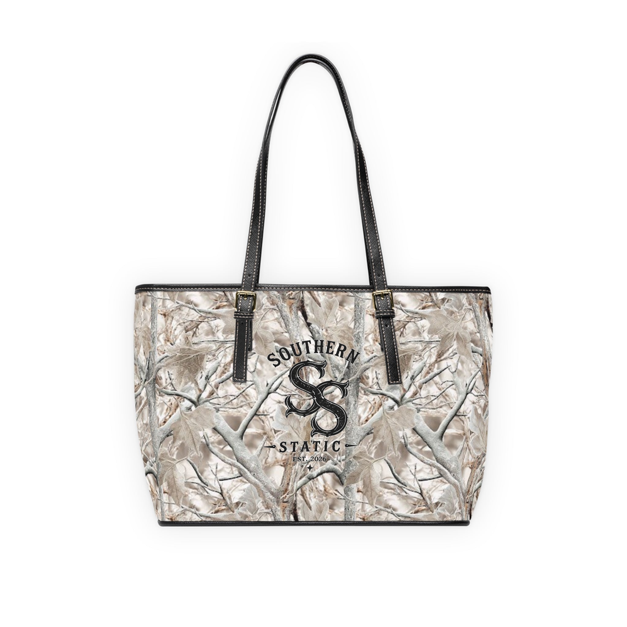 Camo PU Leather Shoulder Bag - Southern Static Logo Tote