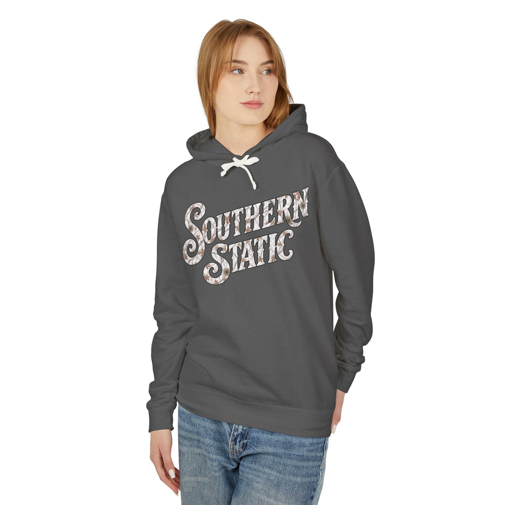 Southern Static Hoodie — Retro Floral Script Lightweight Hoodie