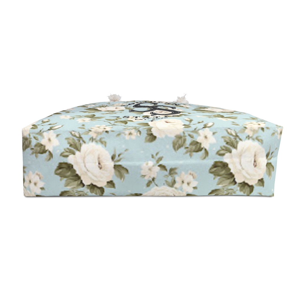 Southern Static Floral Weekender Bag — Blue Vintage Rose Travel Tote