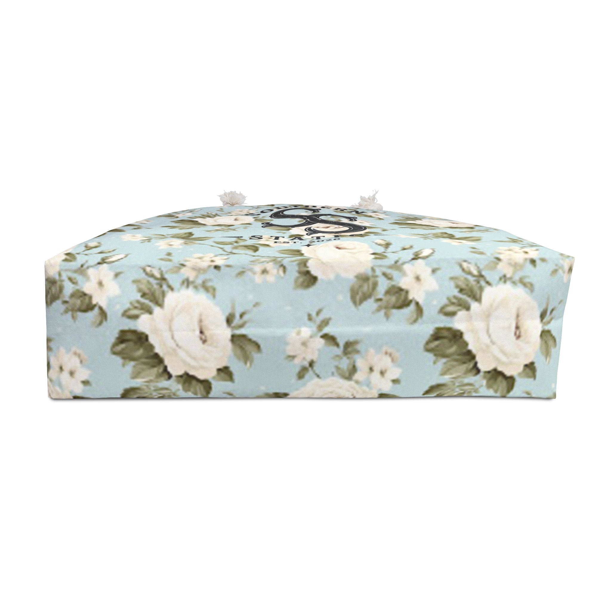 Southern Static Floral Weekender Bag — Blue Vintage Rose Travel Tote