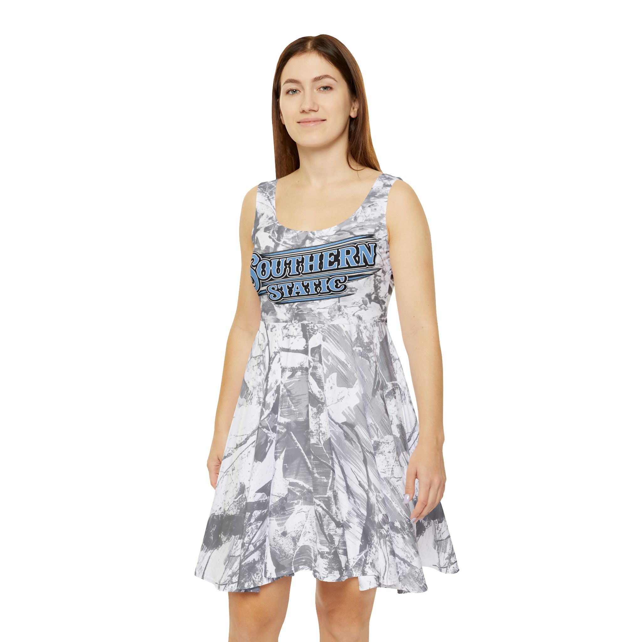 Southern Static Tie-Dye Skater Dress — Retro Graphic Women's Dress