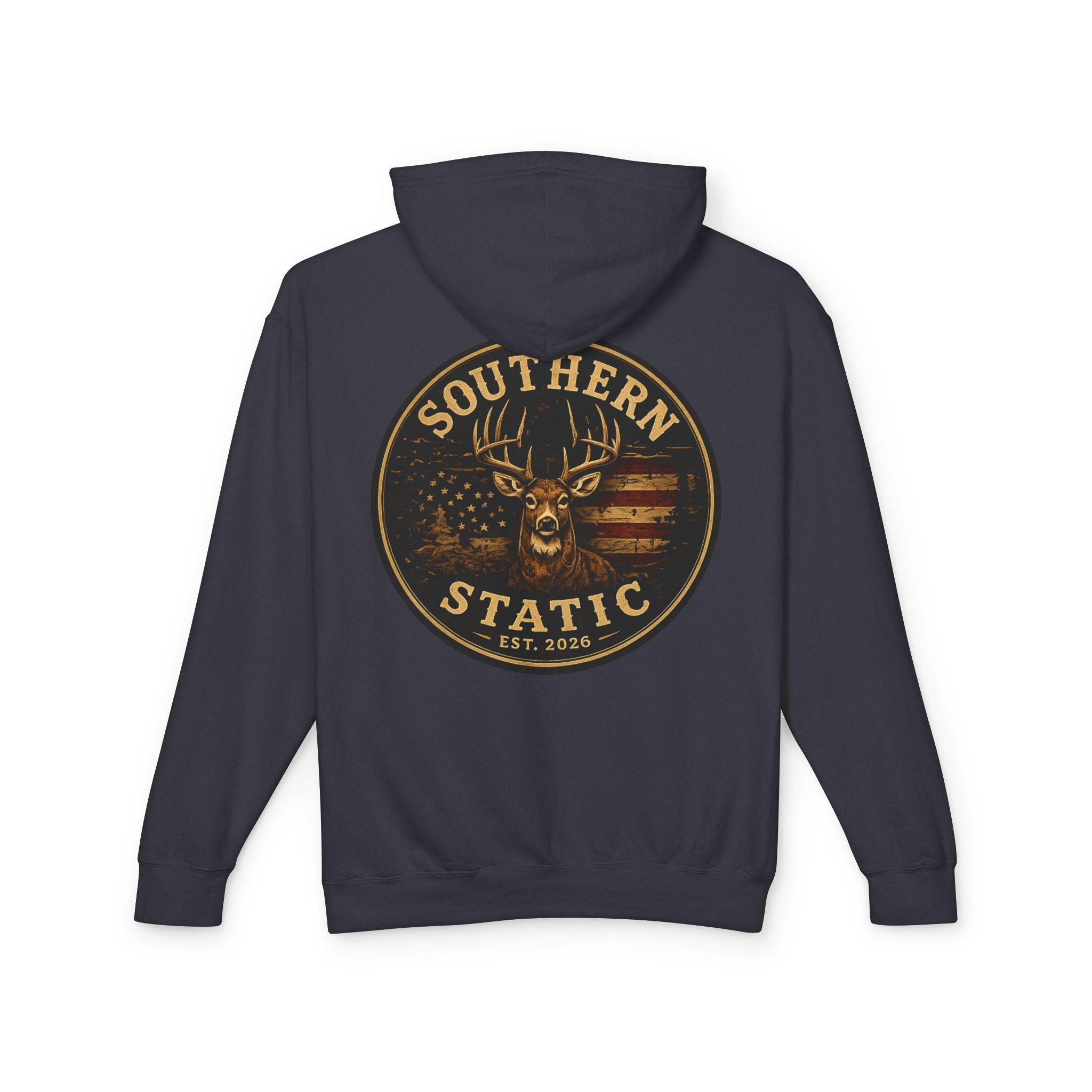 Southern Static Vintage Deer Logo Hoodie — Lightweight Cream Pullover